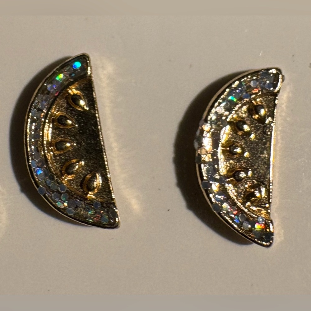 New Mini Fruit Slice Gold Stud Earrings